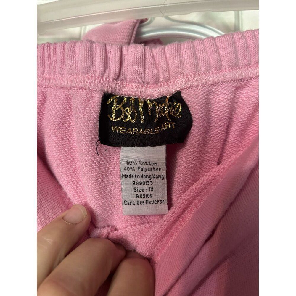 Bob Mackie Wearable Art Pink Kangaroo Hoodie & Pants Set 1X - Picture 6 of 6